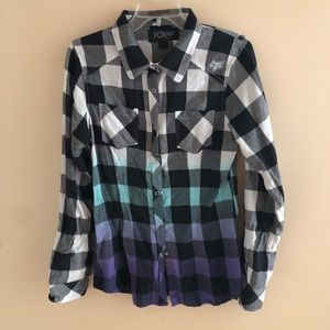 Ladies Fox Ombré Plaid Button Down